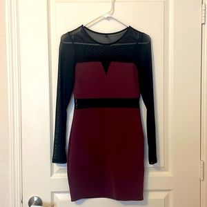 Black Sheer Sleeved Dress - S